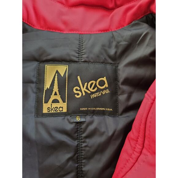 Skea Paris Vail Belted Ski Snow Jacket Women's Size 6 Made in USA Red Faux Fur - Picture 7 of 14